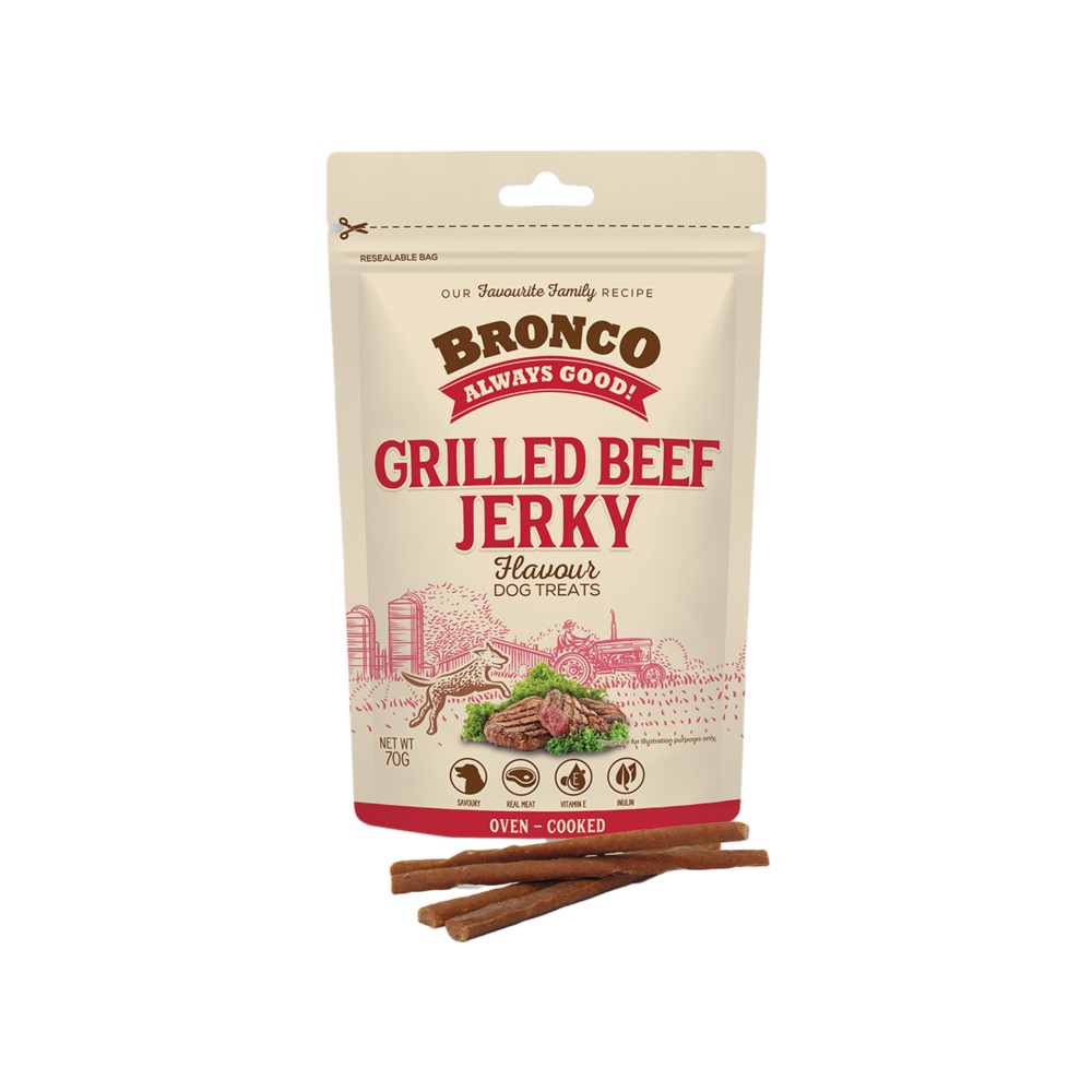 Bronco Jerky Grilled Beef Dog Treat 70g