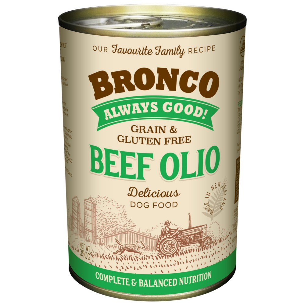 Bronco Beef Olio Dog Wet Food 390g
