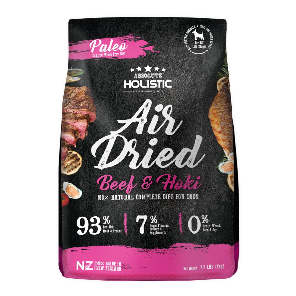 Absolute Holistic Air Dried Beef & Hoki Dog Dry Food 1kg
