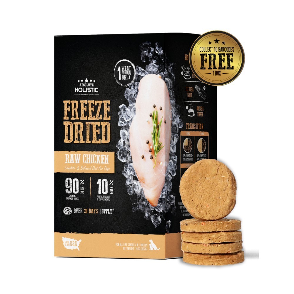 Absolute Holistic Freeze Dried Raw Chicken Patties For Dogs 14oz