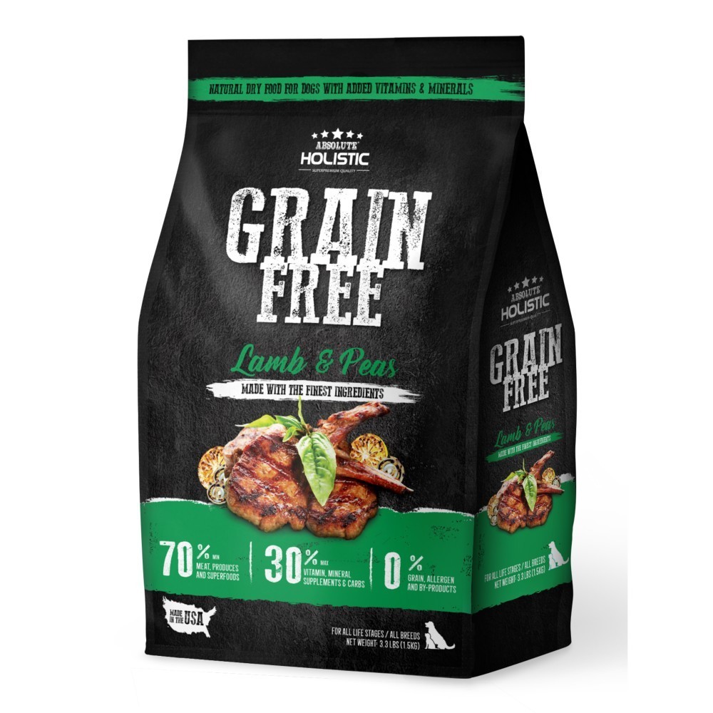 Absolute Holistic Grain Free Lamb & Peas Dog Dry Food 3.3lbs