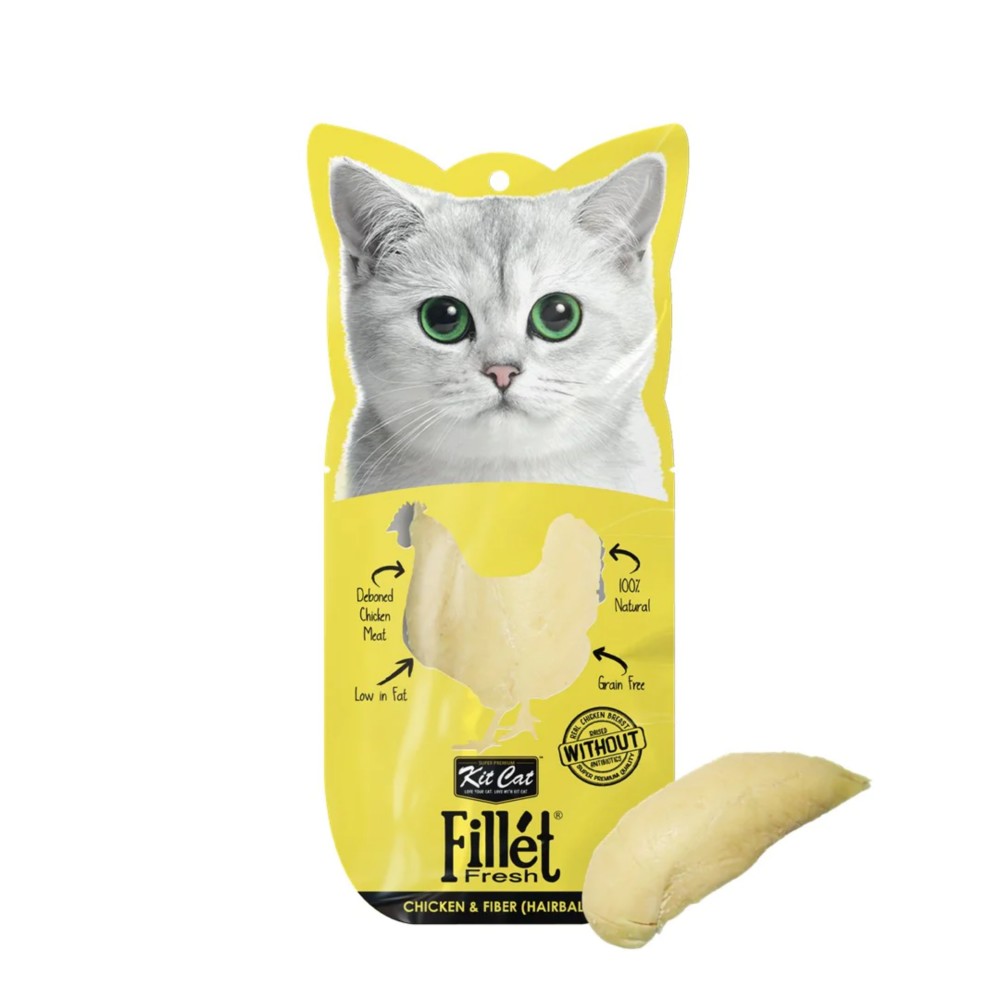 Kit Cat Fillet Fresh Chicken & Fiber (hairball Control) Cat Treat 30g