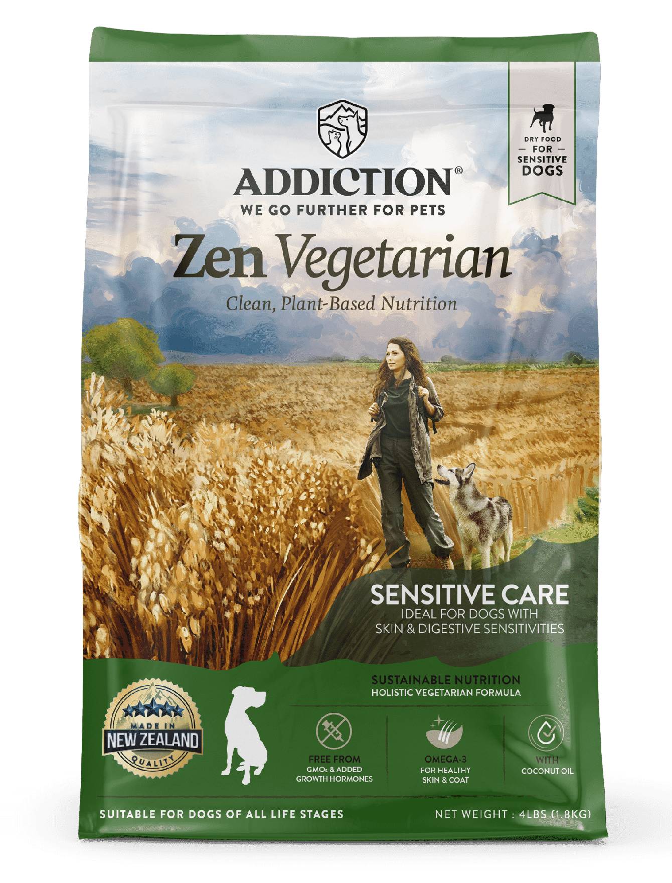 Addiction Zen Vegetarian - 100% Plant-based Protein Dry Dog Food 4lbs