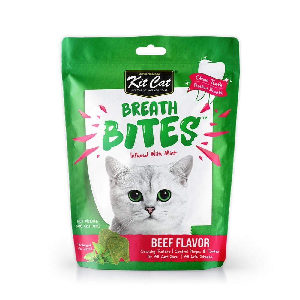 Kit Cat Breath Bites Infused With Mint Beef Cat Treats 60g