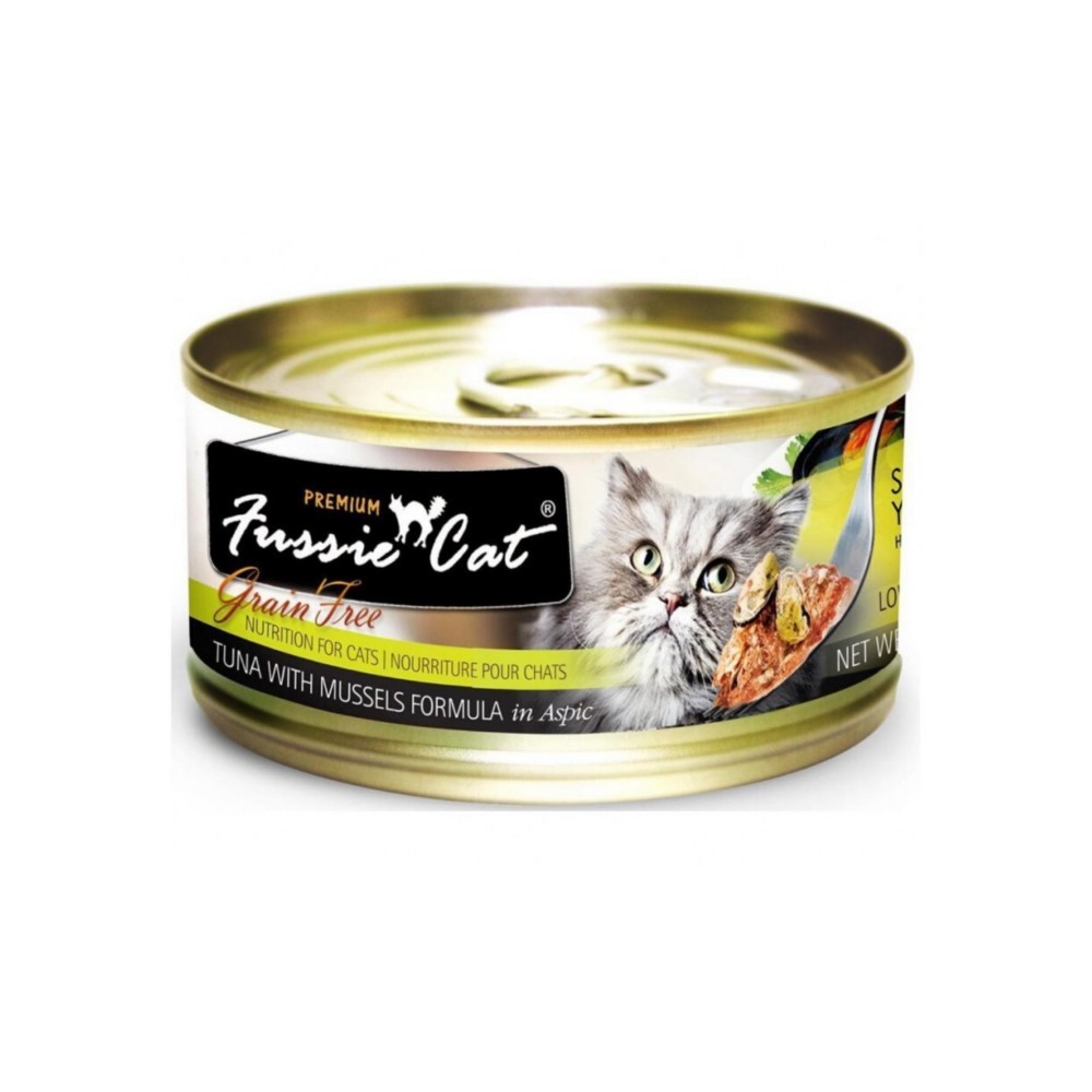 Fussie Cat Premium Black Label Tuna With Mussel Cat Wet Food 80g