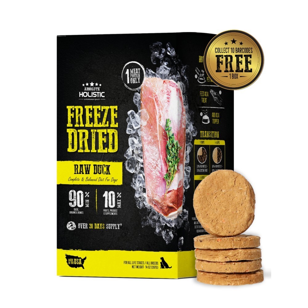 Absolute Holistic Freeze Dried Raw Duck Patties For Dogs 14oz