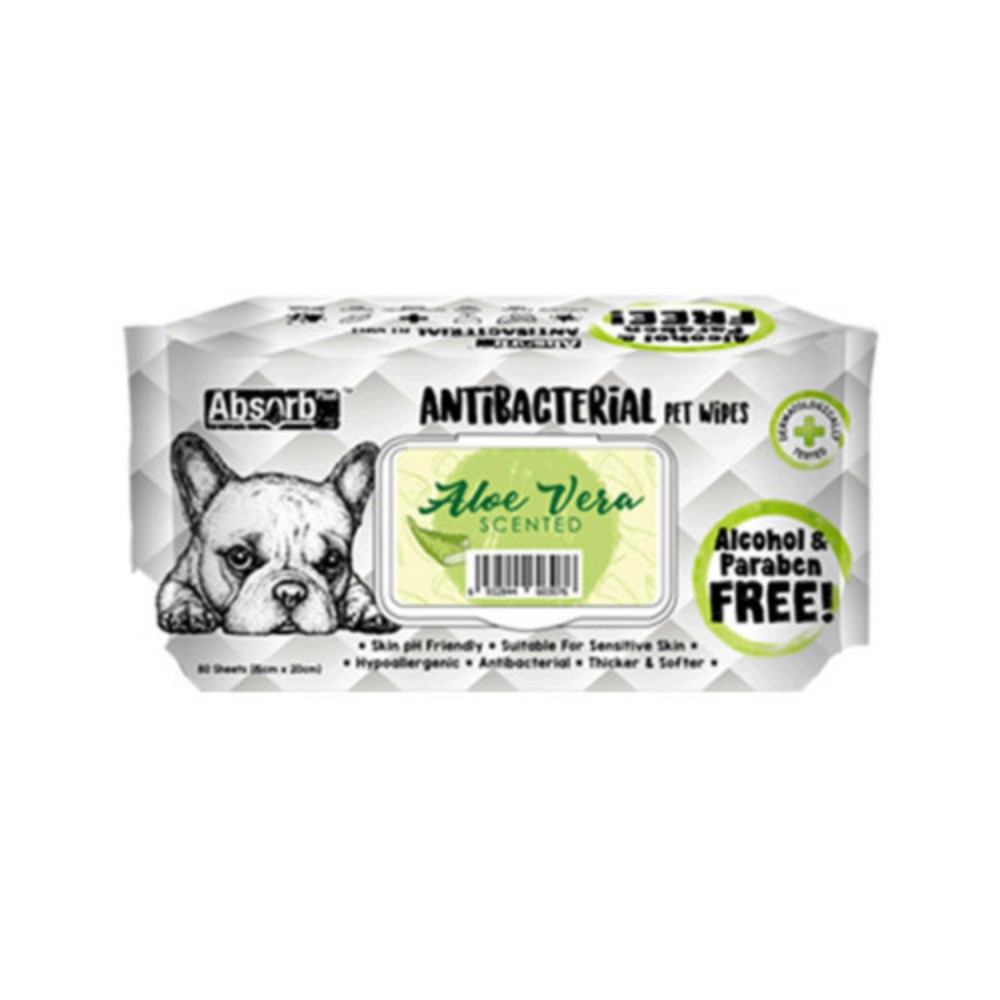 Absorb Plus Antibacterial Pet Wipes 80pcs (aloe Vera)