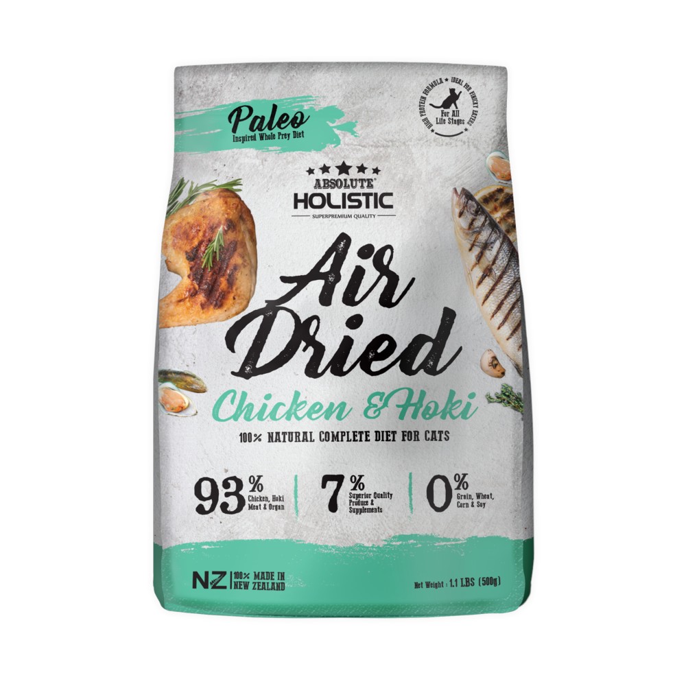 Absolute Holistic Air Dried Chicken & Hoki Cat Food (500g)
