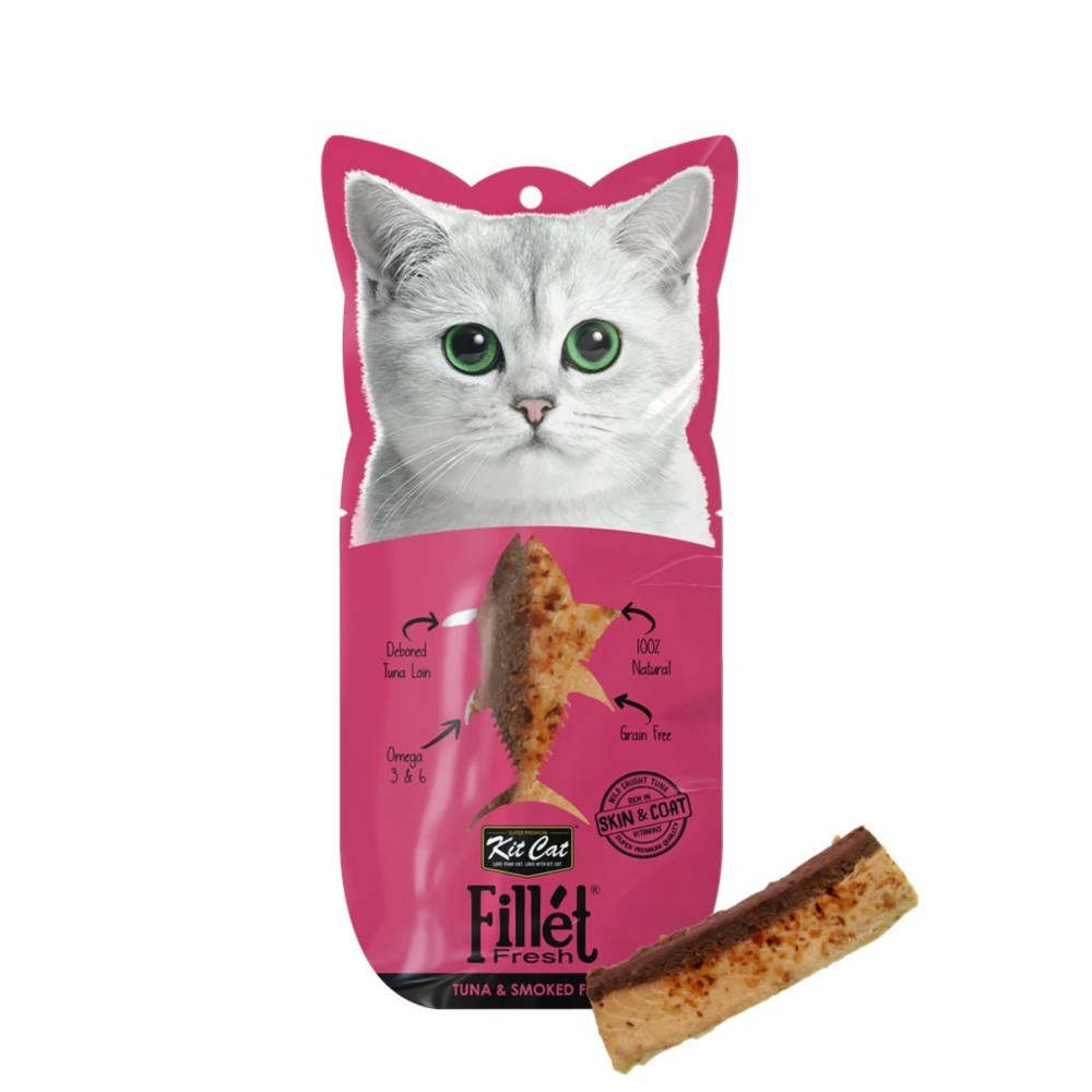 Kit Cat Fillet Fresh Tuna & Smoked Fish (skin & Coat + Vitamins) Cat Treat 30g