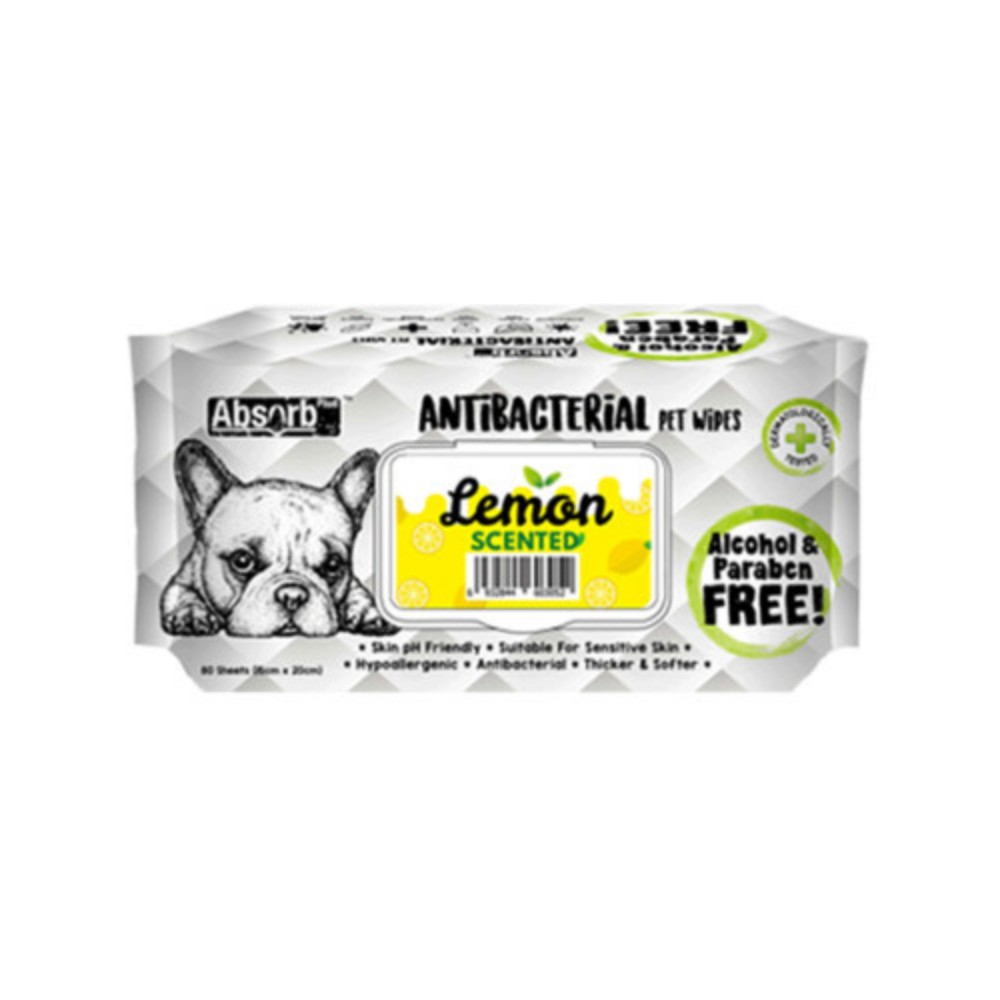 Absorb Plus Antibacterial Pet Wipes 80pcs (lemon)