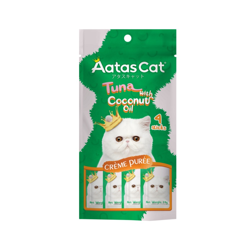 Aatas Cat Creme Puree Tuna With Coconut Oil Creme Puree 14g (4 Sachets)