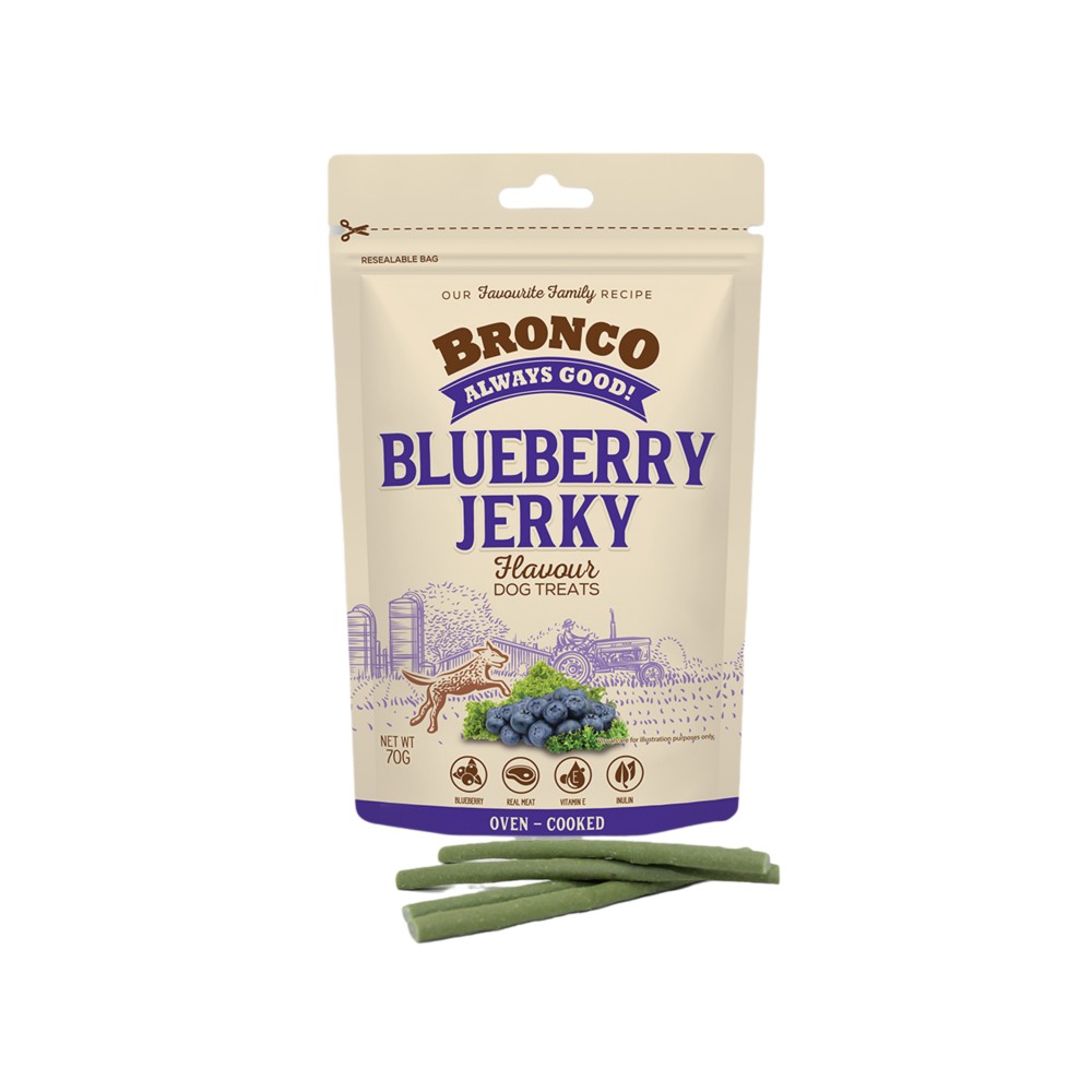 Bronco Jerky Blueberry Dog Treat 70g
