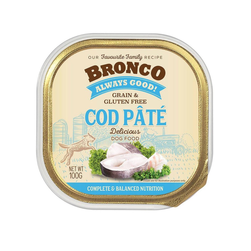 Bronco Cod Pâté Dog Wet Food Tray 100g