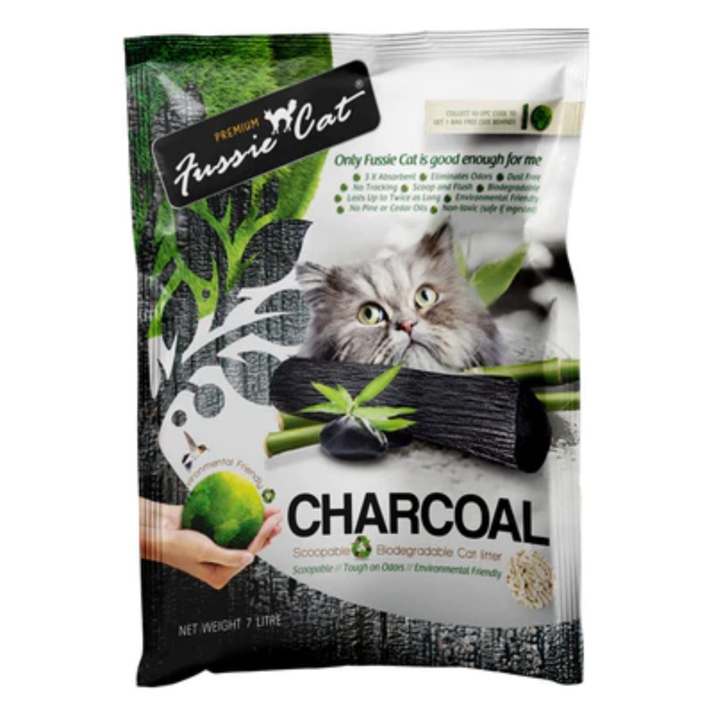 Fussie Cat Natural Charcoal Paper Litter 7l