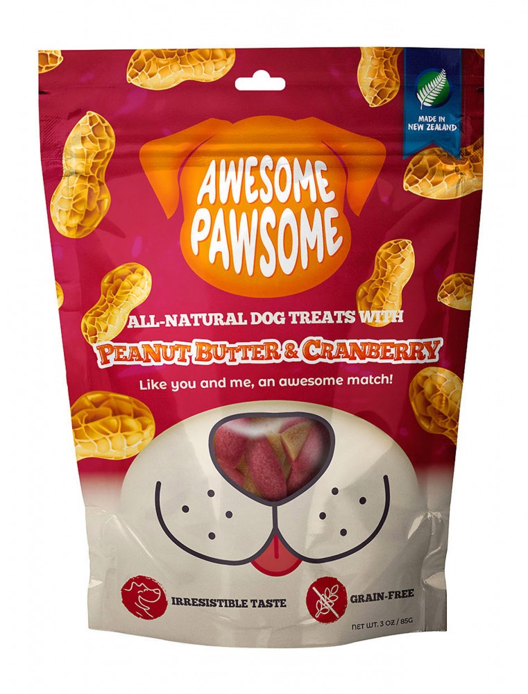 Awesome Pawsome Peanut Butter & Cranberry Grain-free All Natural Dog Treats 85g