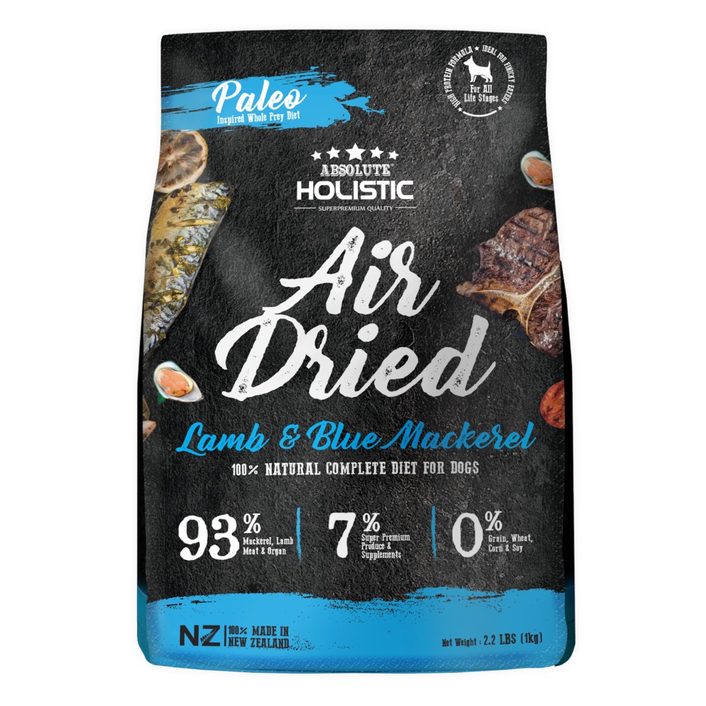 Absolute Holistic Air Dried Blue Mackerel & Lamb Dog Dry Food 1kg