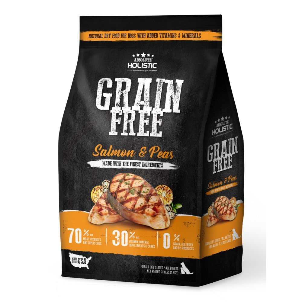 Absolute Holistic Grain Free Salmon & Peas Dog Dry Food 3.3lbs