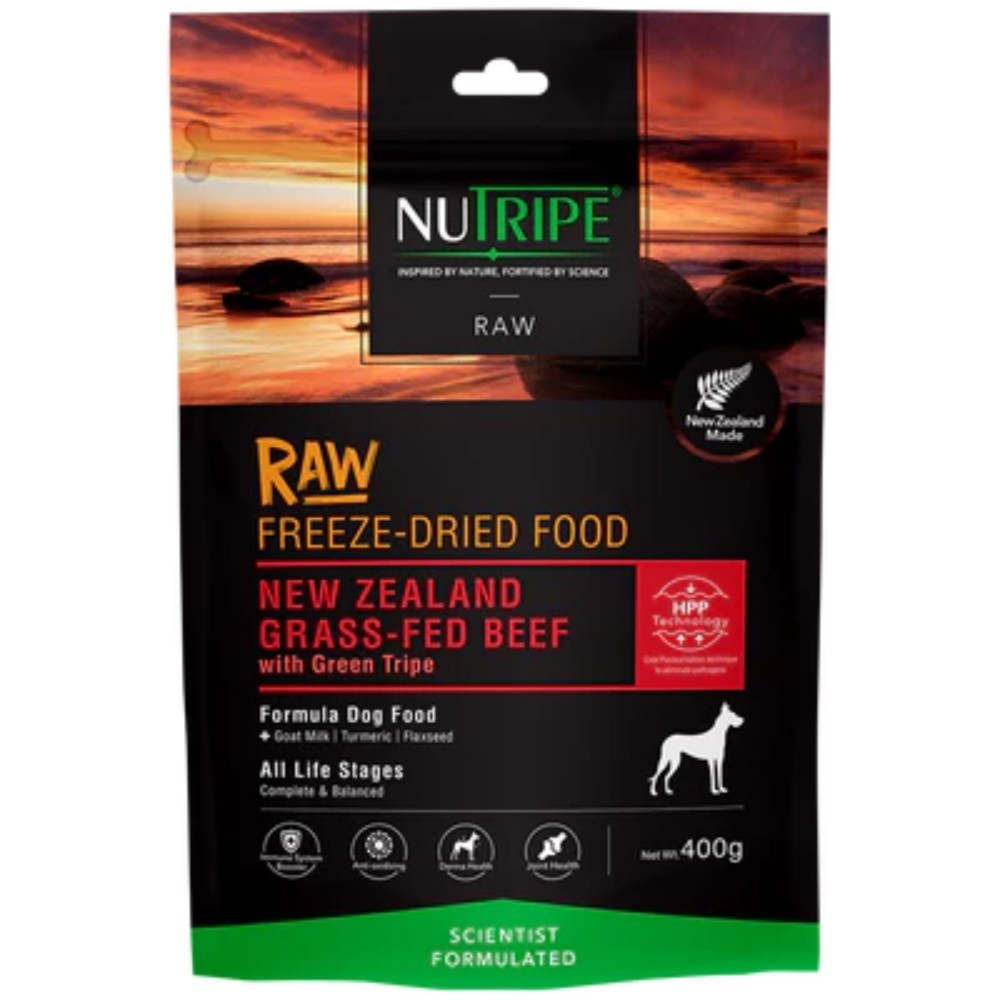 Nutripe Raw Freeze Dried New Zealand Grass-fed Beef With Beef Green Tripe Dog 400g