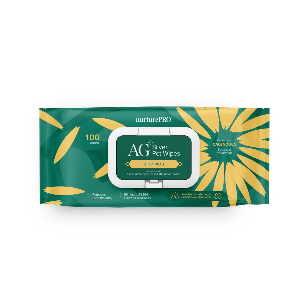 Nurture Pro Ag+ Silver Pet Wipes (aloe Vera) 100ct