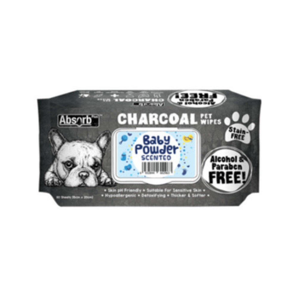 Absorb Plus Charcoal Pet Wipes 80pcs (baby Powder)