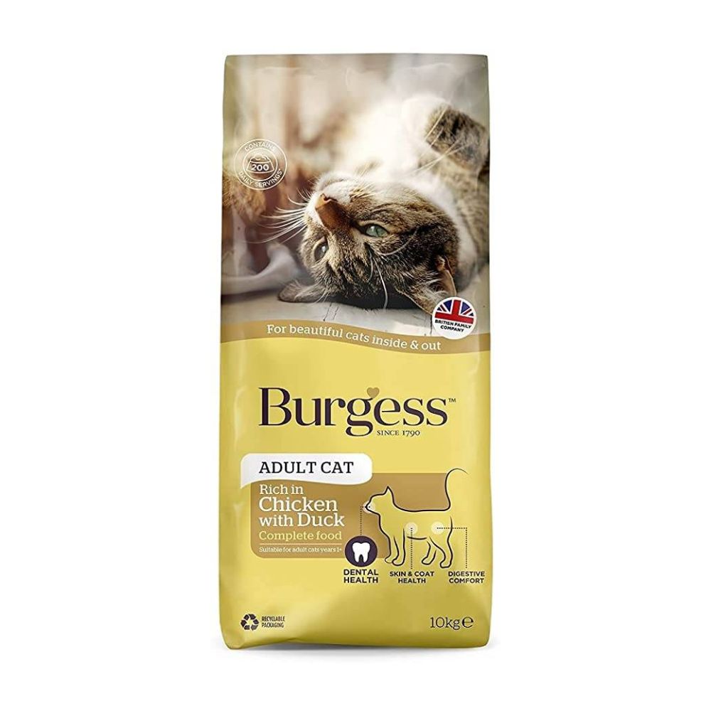 Burgess Cat 10kg Adult Cat Chicken & Duck Dry Cat Food