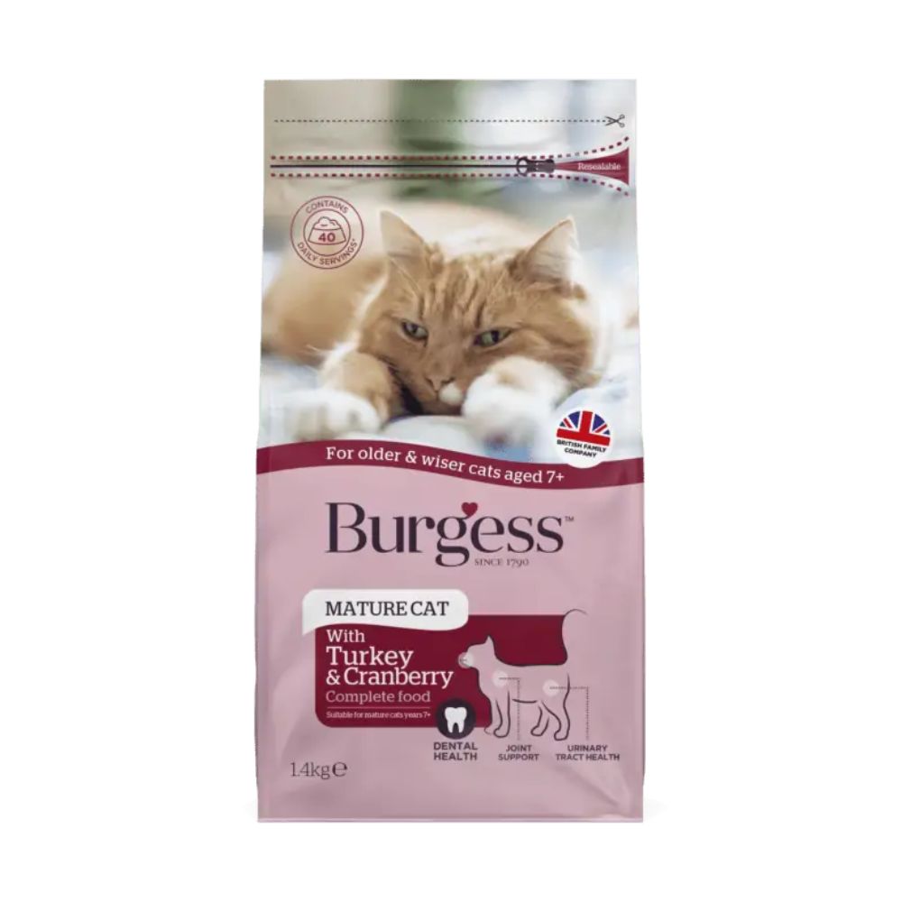 Burgess Cat 1.4kg Mature Cat Turkey & Cranberry Dry Cat Food