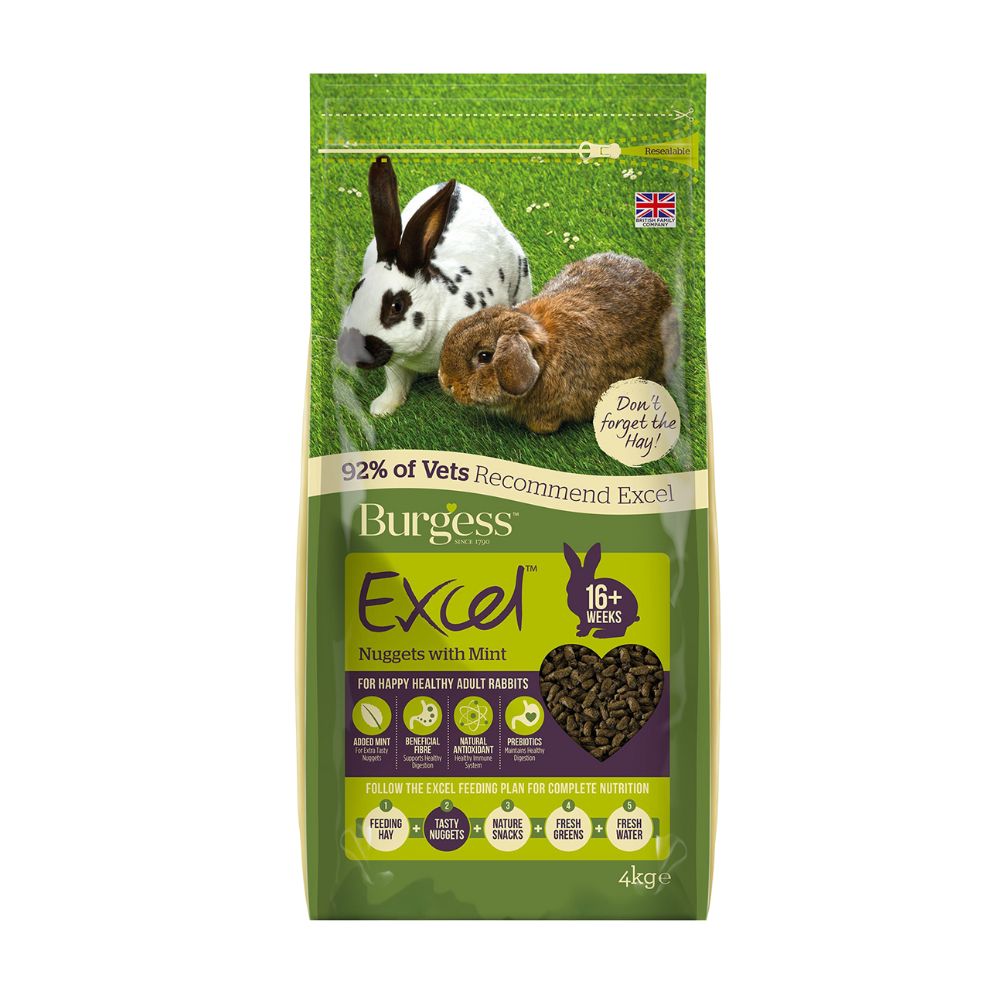 Burgess 4kg Excel Adult Rabbit Nuggets With Mint