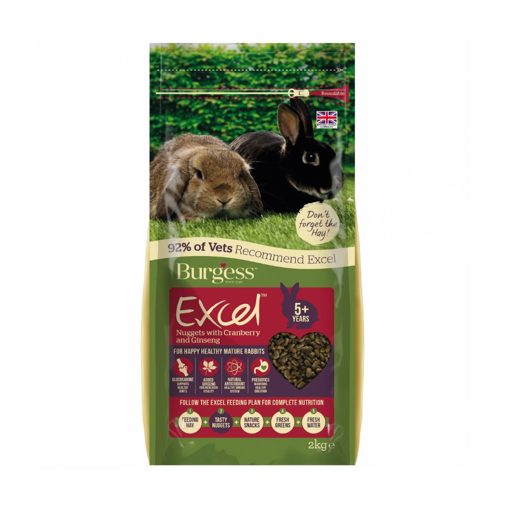 Burgess 2kg Excel Mature Rabbit Nuggets With Cranberry & Ginseng