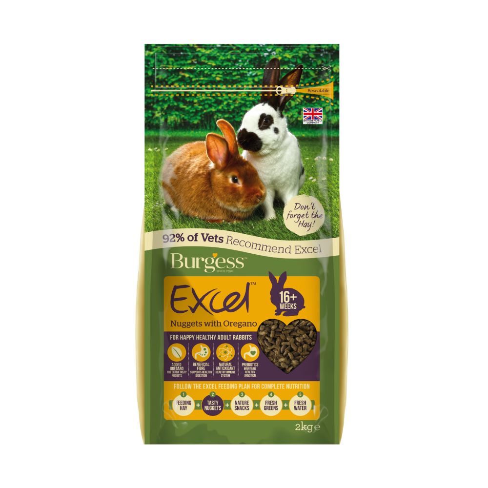 Burgess 2kg Excel Adult Rabbit Nuggets With Oregano