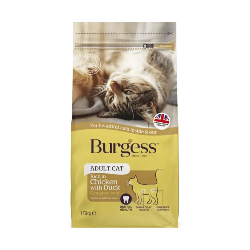 Burgess Cat 1.5kg Adult Cat Chicken & Duck Dry Cat Food