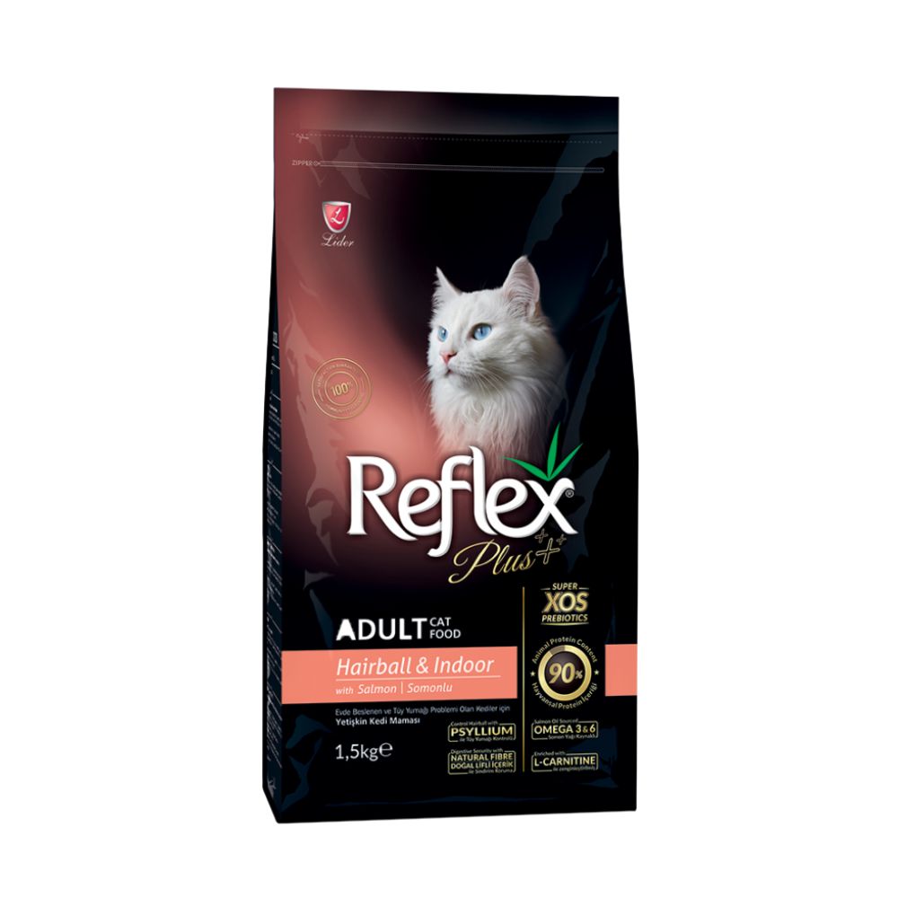 Reflex Plus 1.5kg Hairball & Indoor Salmon Dry Cat Food