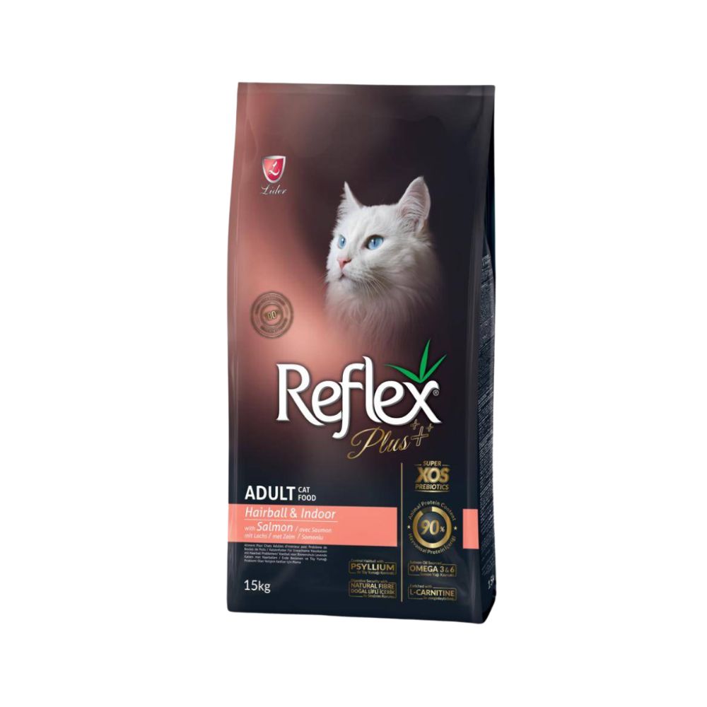 Reflex Plus 15kg Hairball & Indoor Salmon Dry Cat Food