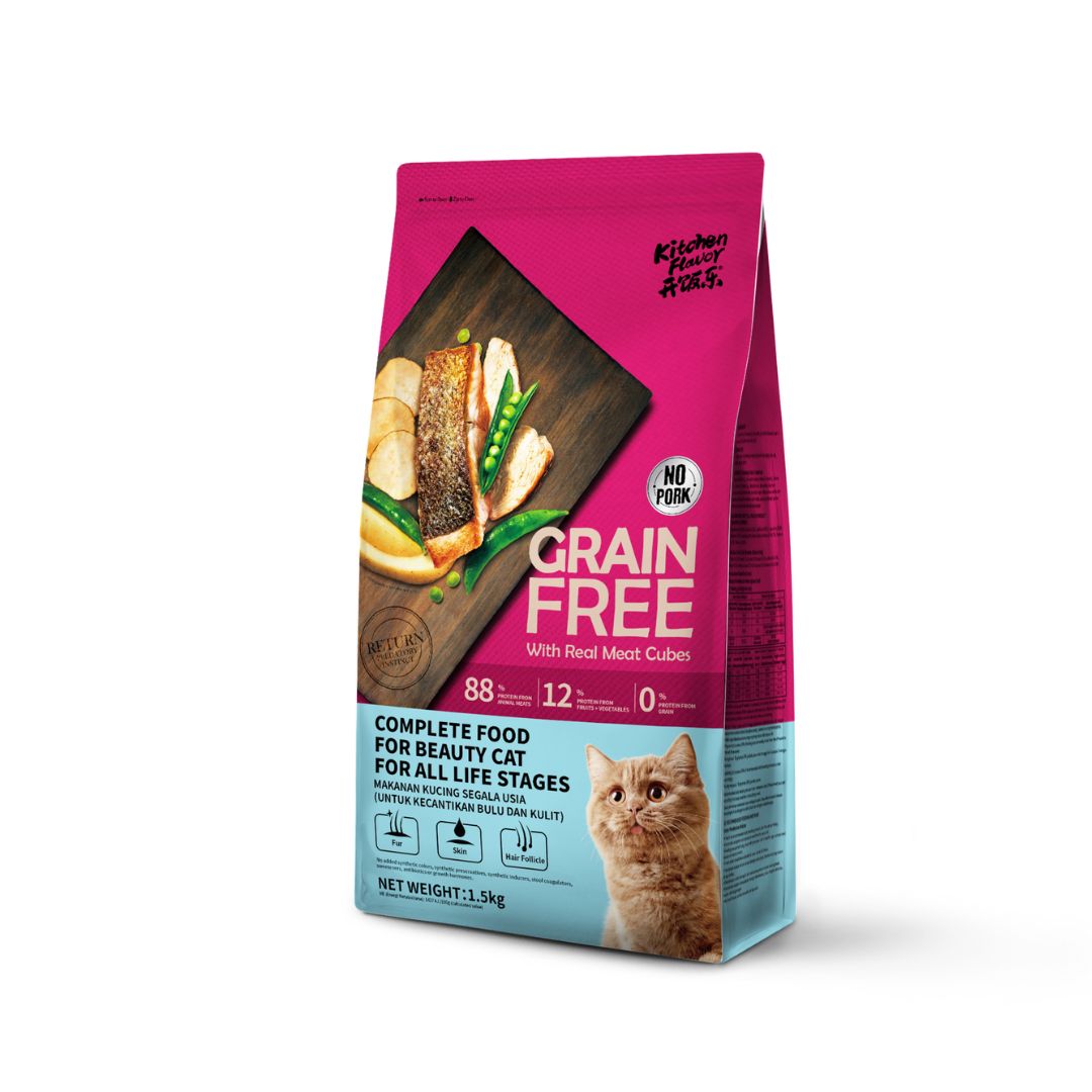 Kitchen Flavor Cat 1.5kg Grain Free Complete  Beauty Cat Food For All Life Stages