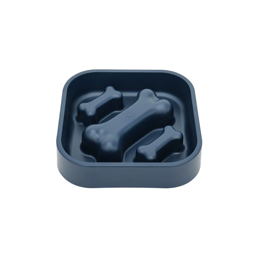 Ptc Bone Type Slow Feeding Bowl Blue 20x20x4.5cm