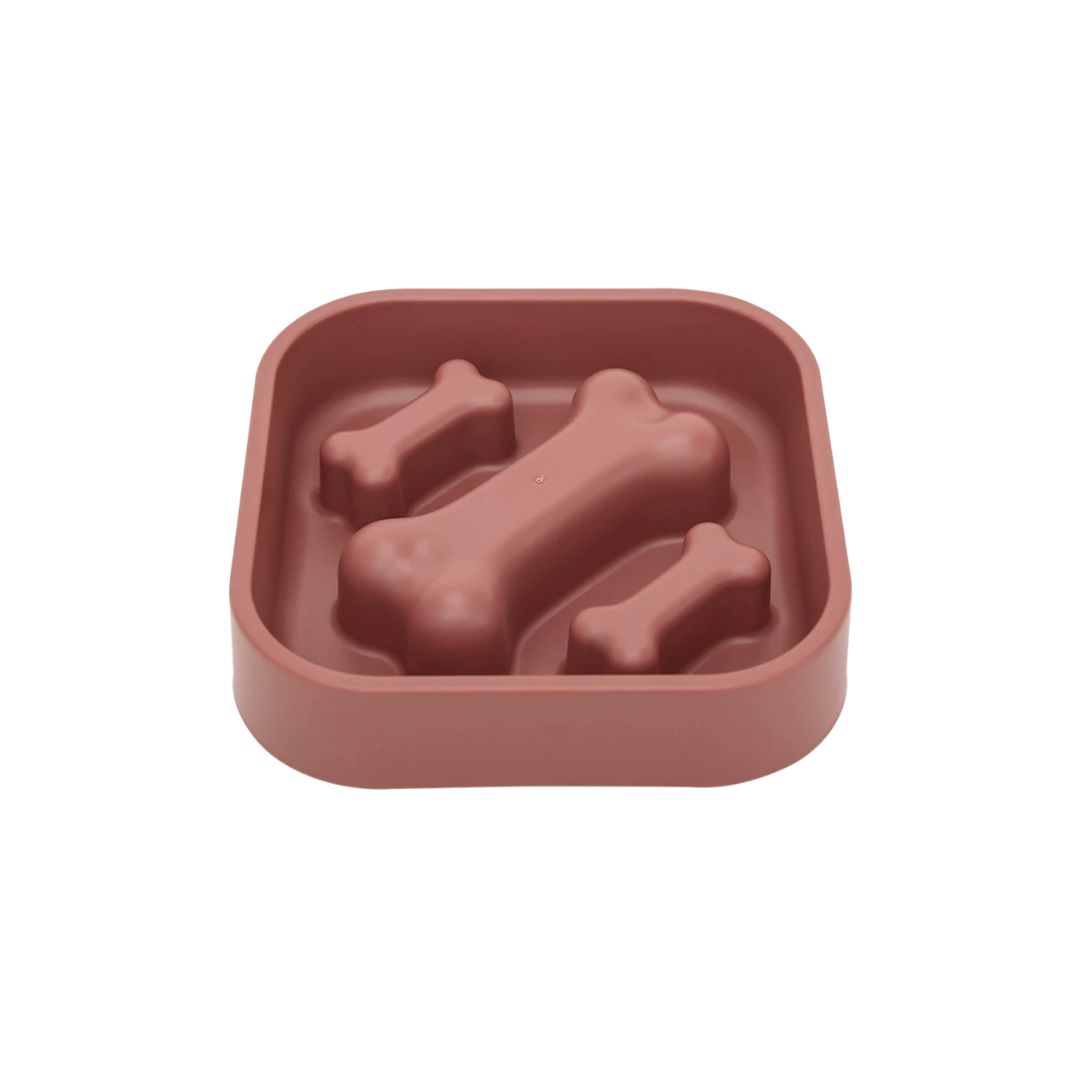 Ptc Bone Type Slow Feeding Bowl Red 20x20x4.5cm