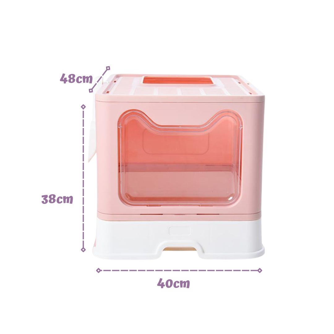 Ptc Foldable Cat Litter Box Pink 48x40x38cm