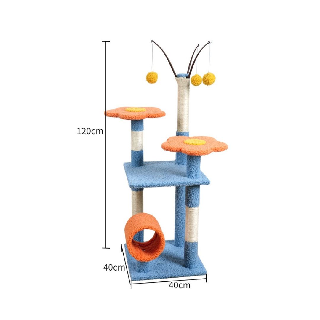 Ptc Cat Climbing Frame With Scratching Post C5 Tangerine With Blue 40x40x120cm