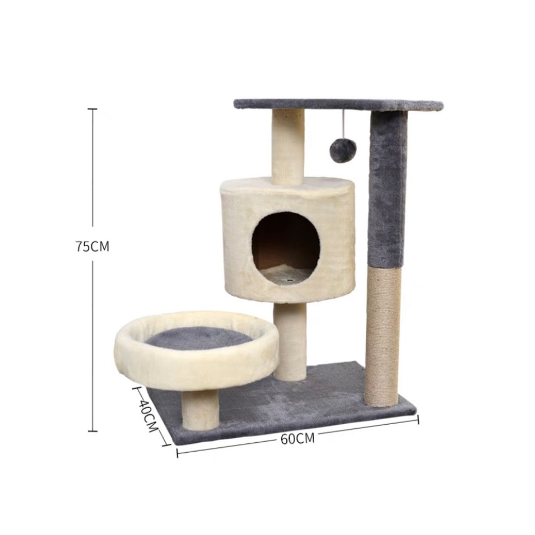 Ptc Cat Climbing Frame With Scratching Post 043 Beige With Grey 40x60x75cm