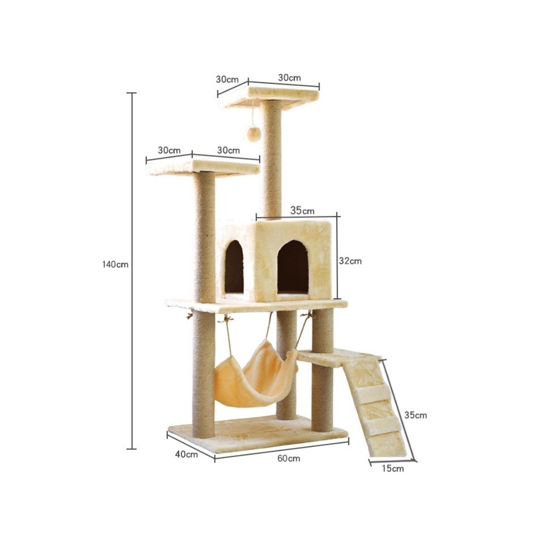 Ptc Cat Tree With Scratching Post Beige 40x60x140cm