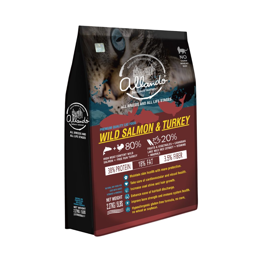 Allando Cat 2.27kg Natural Holistic Wild Salmon & Turkey Dry Cat Food