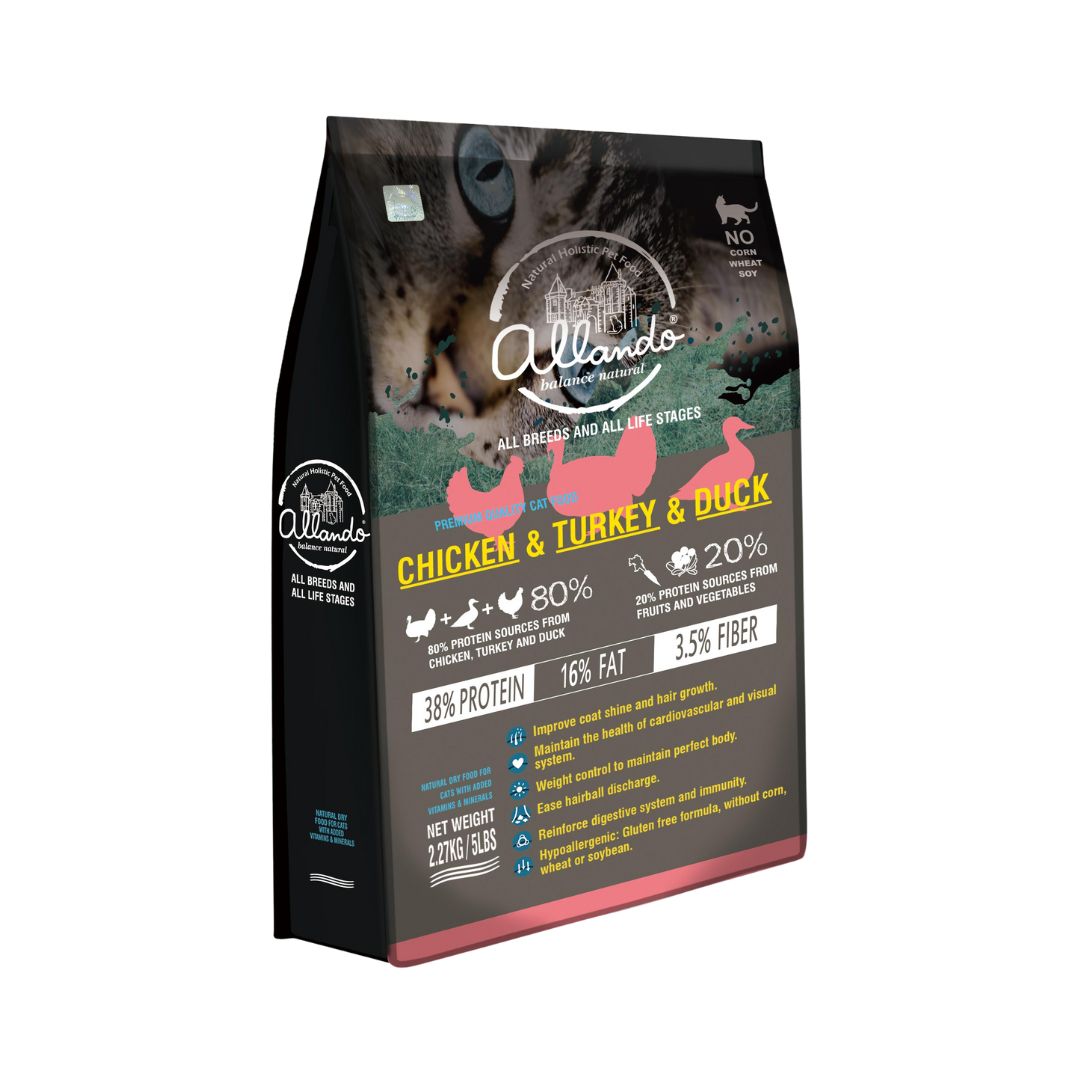 Allando Cat 6.8kg Natural Holistic Chicken, Turkey & Duck Dry Cat Food