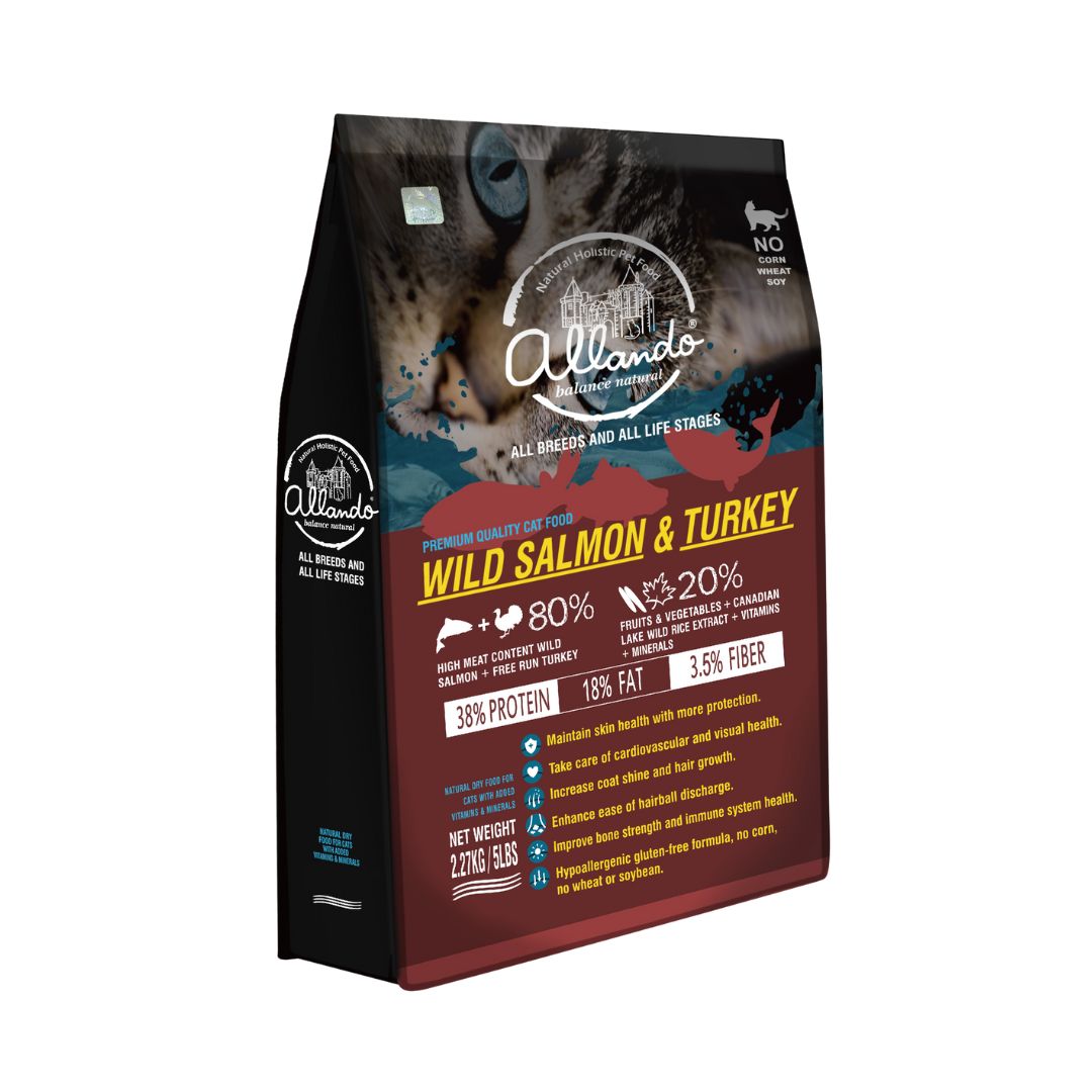 Allando Cat 6.8kg Natural Holistic Wild Salmon & Turkey Dry Cat Food