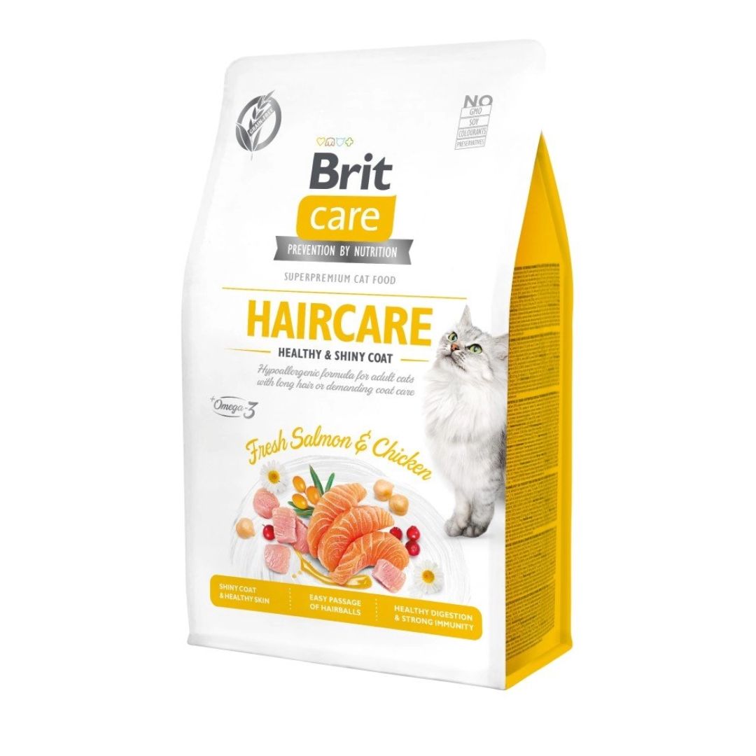 Brit Care Cat 2kg Grain Free Hair Care Healthy & Shiny Coat Dry Cat Food