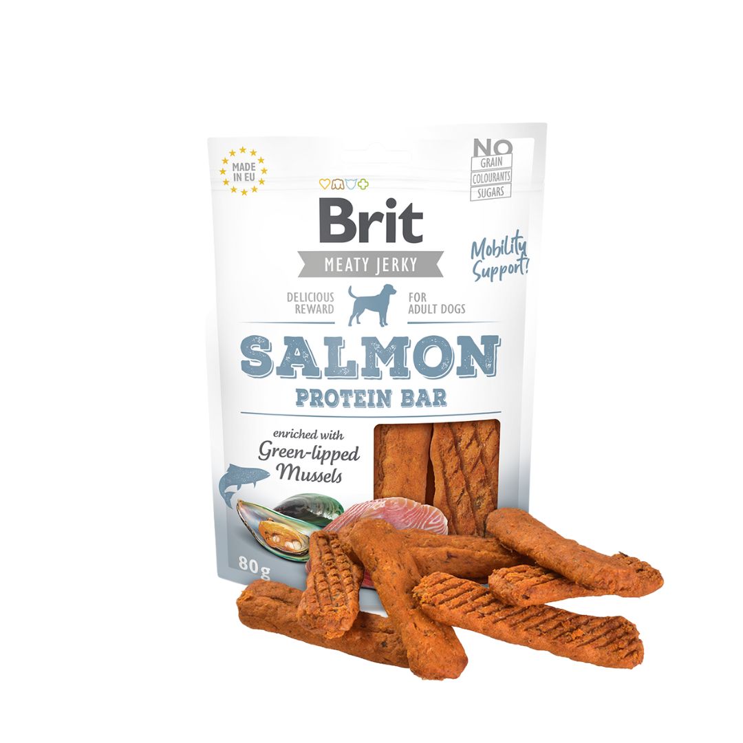 Brit Care Dog 80g Meaty Jerky Salmon Protein Bar Dog Snack