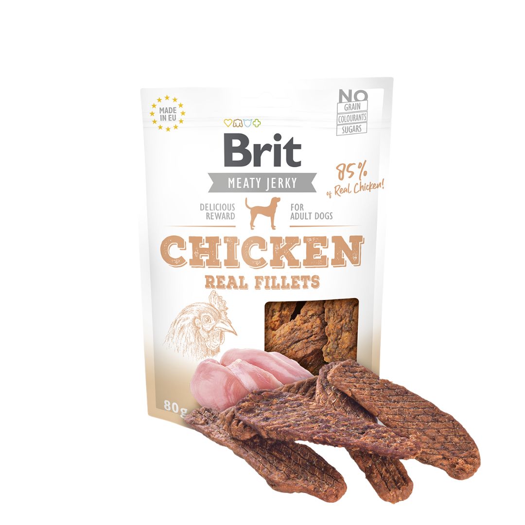 Brit Care Dog 80g Meaty Jerky Chicken Real Fillets Dog Snack