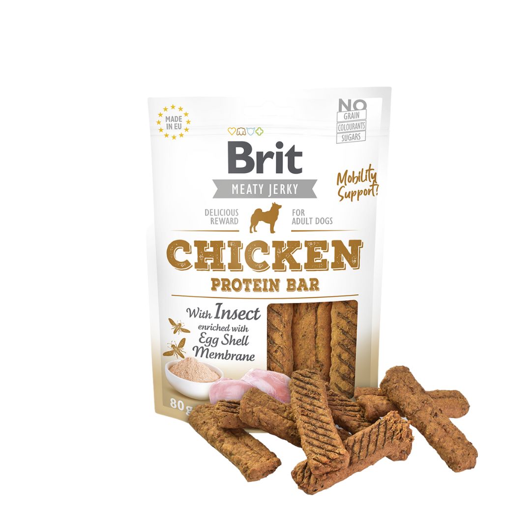 Brit Care Dog 80g Meaty Jerky Chicken Protein Bar With Insect Dog Snack