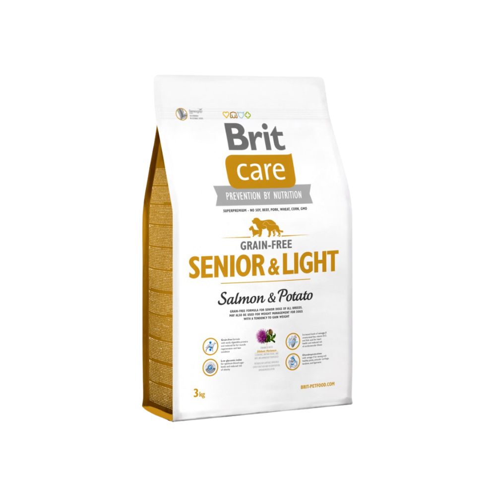 Brit Care Dog Grain Free Senior & Light Salmon & Potato 3kg Dry Dog Food