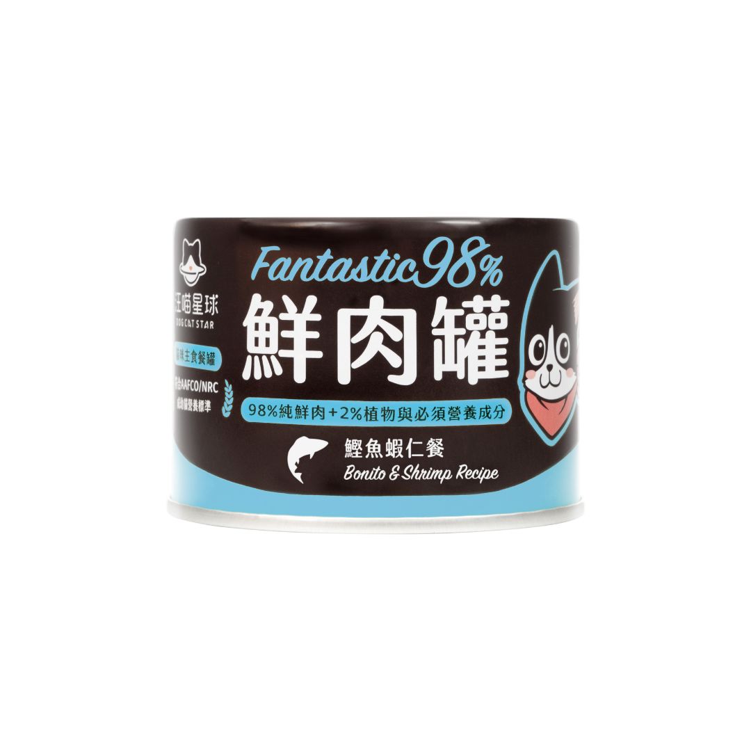 Dogcatstar Fantastic 98% Meat Canned 165g Bonito & Shrimp Wet Cat Food