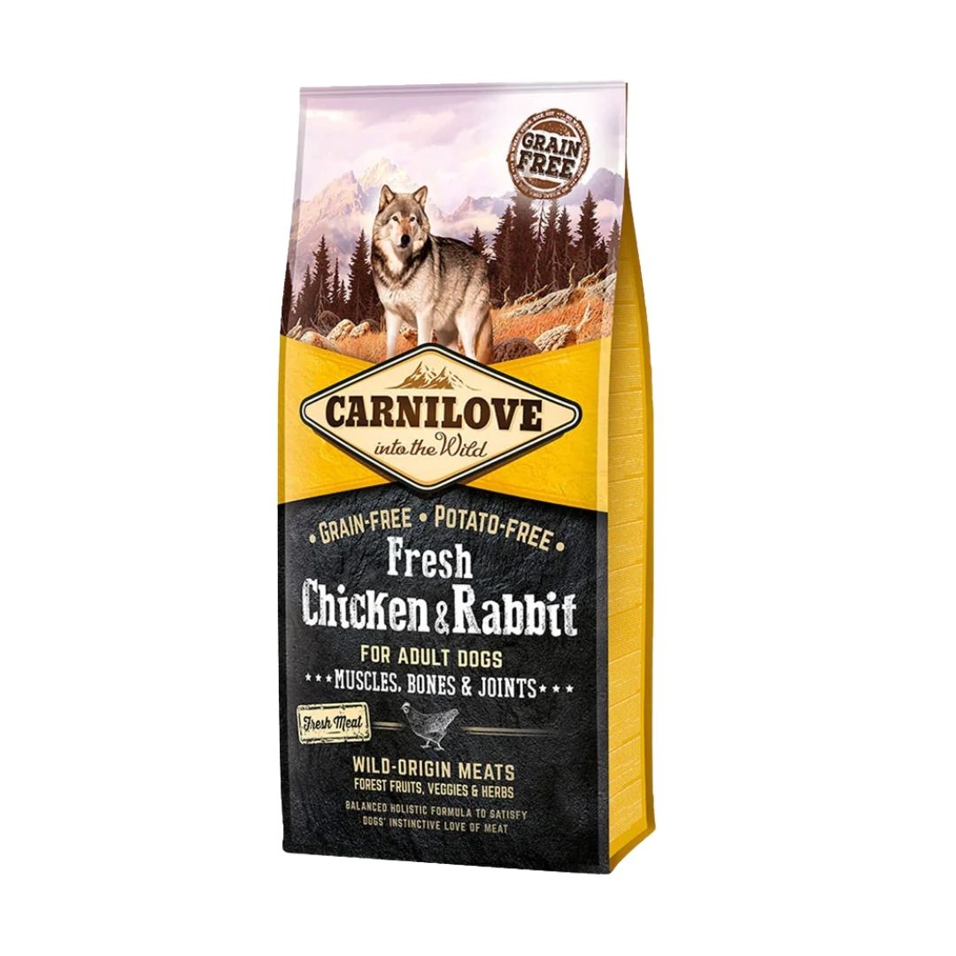 Carnilove Dog 12kg Fresh Chicken & Rabbit Muscles Bones & Joints Dry Dog Food