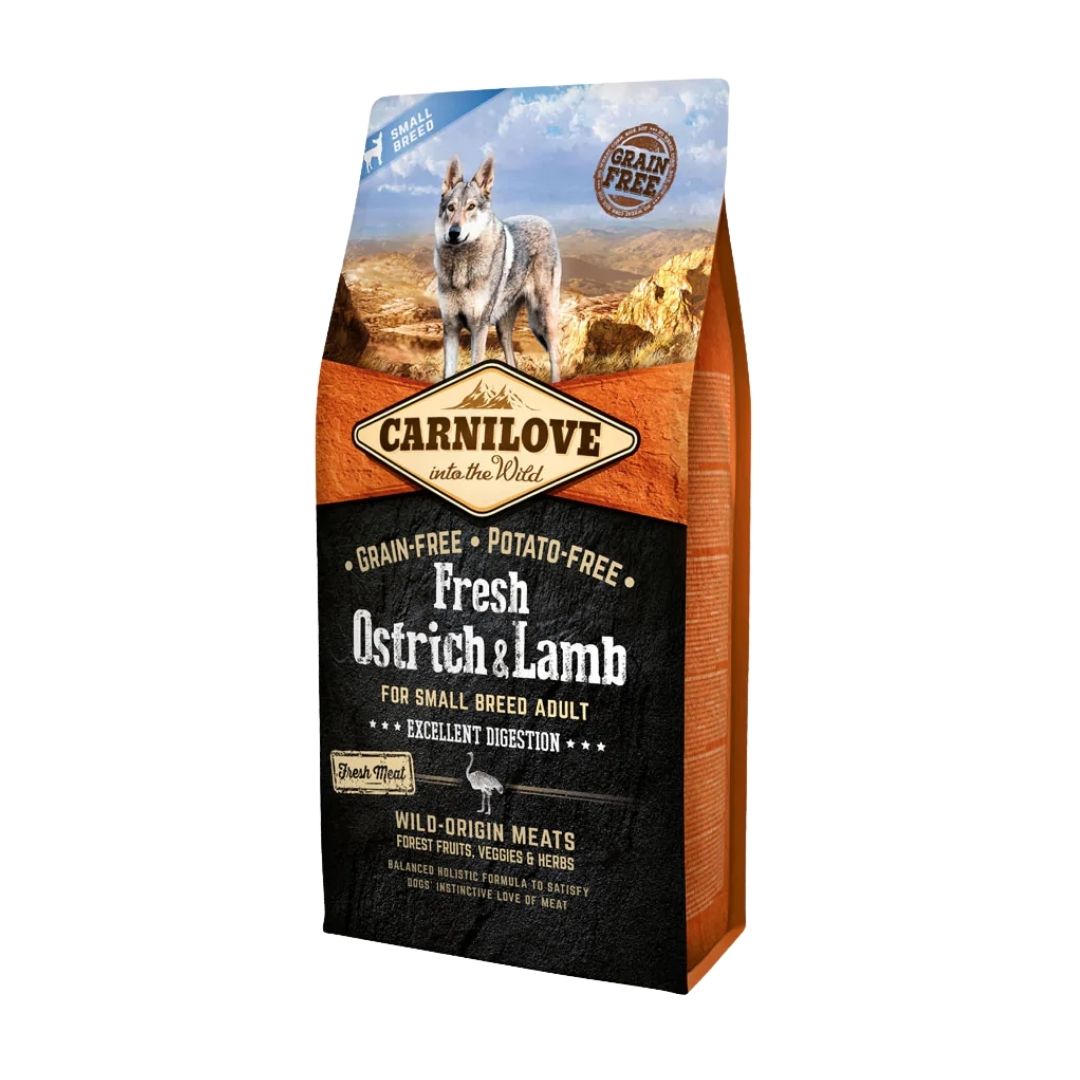 Carnilove Dog 6kg  Small Breed Ostrich & Lamb Excellent Digestion Dry Dog Food